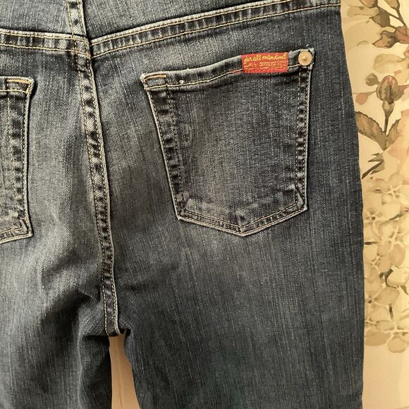 Seven For All Mankind Jeans Women's 26 Blue Denim Med Wash Skinny Raw Hem - Picture 9 of 13